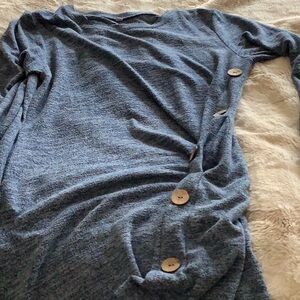 Blue Button-Accent Sweater Dress